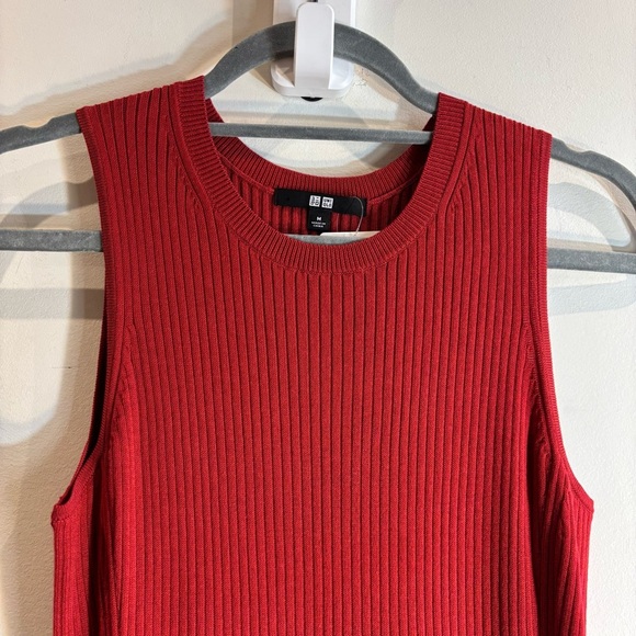 UNIQLO Sz M Ribbed Cotton Modal Nylon Blend Sleeveless Midi Dress NEW WITH TAG - Picture 4 of 11